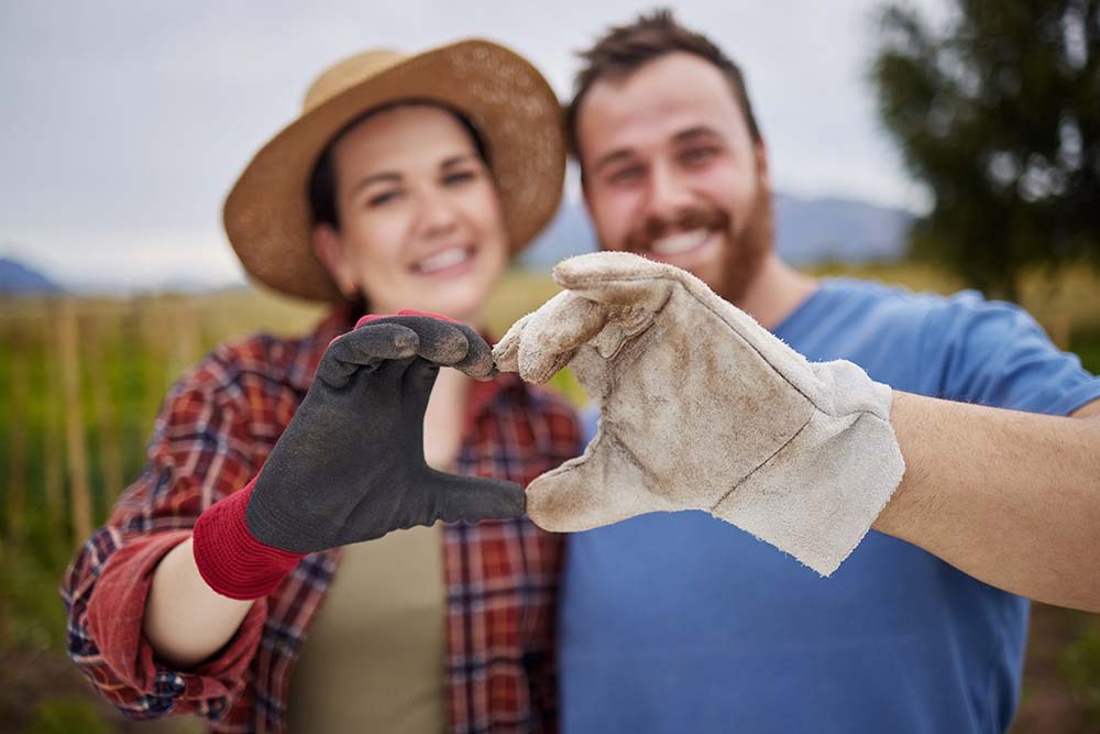 farmer couple in love